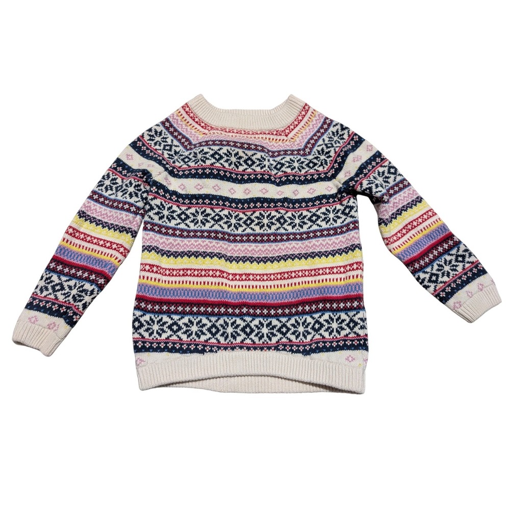 Old Navy Toddler Girls 4T Fair Isle Multi Color Cotton Knit Sweater Pullover